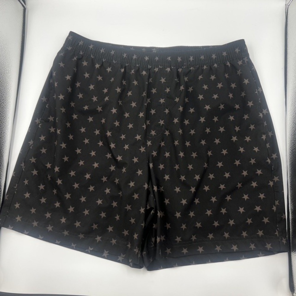 Chubbies Men's Star Print Black 5.5" Lined Swim Trunks Size Large